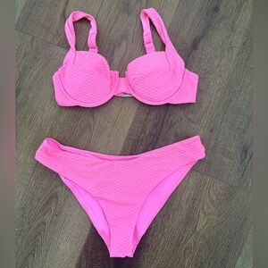 Vetchy Pink Textured Bikini Set